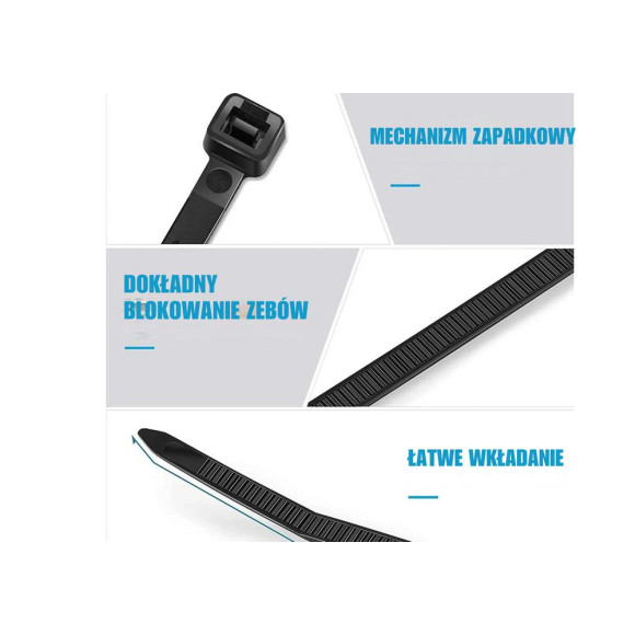 Opaski Zaciskowe Kablowe Do Kabli Ziperki Trytki Trytytki 250x3.6 MM