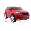 BMW X6M XXL dla 2 dzieci Lakier Czerwony + Pilot + Ekoskóra + Pasy + Wolny Start + MP3 + LED BMW X6M XXL dla 2 dzieci Lakier Czerwony + Pilot + Ekoskóra + Pasy + Wolny Start + MP3 + LED