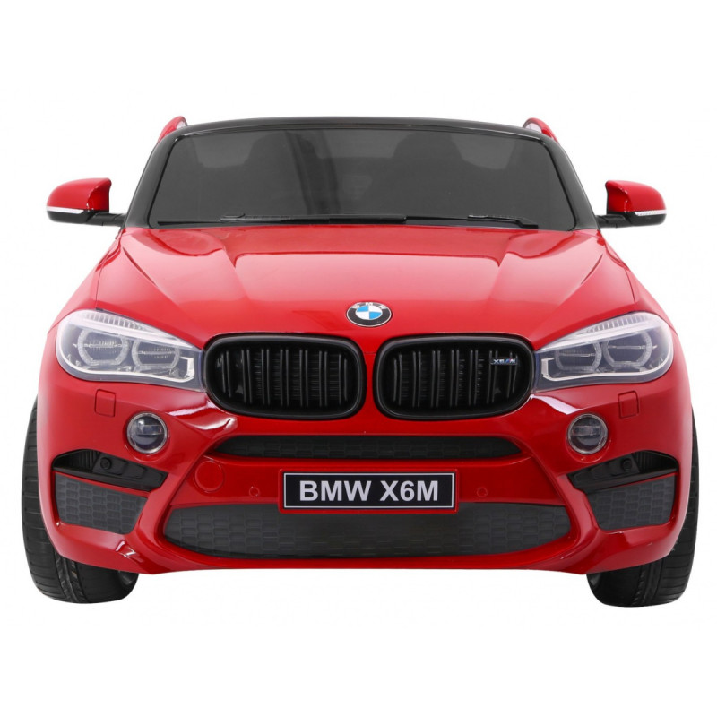 BMW X6M XXL dla 2 dzieci Lakier Czerwony + Pilot + Ekoskóra + Pasy + Wolny Start + MP3 + LED