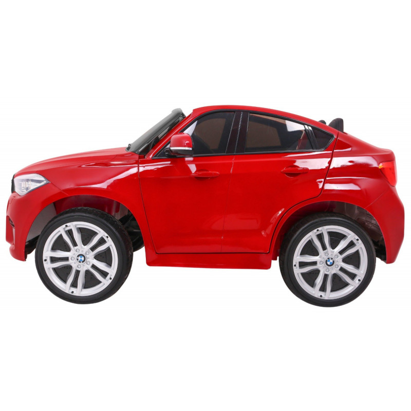 BMW X6M XXL dla 2 dzieci Lakier Czerwony + Pilot + Ekoskóra + Pasy + Wolny Start + MP3 + LED