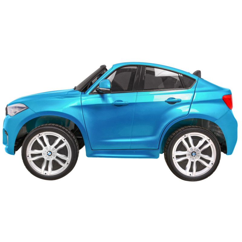 BMW X6M XXL dla 2 dzieci Lakier Niebieski + Pilot + Ekoskóra + Pasy + Wolny Start + MP3 + LED