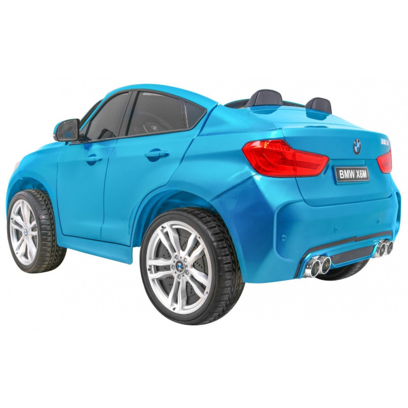 BMW X6M XXL dla 2 dzieci Lakier Niebieski + Pilot + Ekoskóra + Pasy + Wolny Start + MP3 + LED