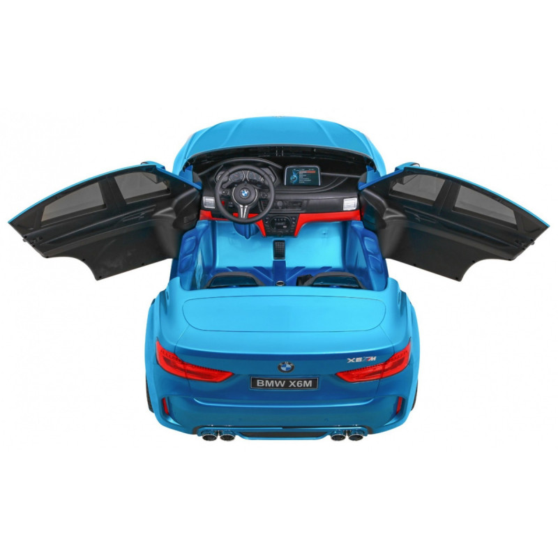 BMW X6M XXL dla 2 dzieci Lakier Niebieski + Pilot + Ekoskóra + Pasy + Wolny Start + MP3 + LED