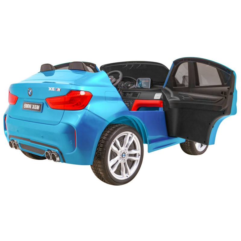 BMW X6M XXL dla 2 dzieci Lakier Niebieski + Pilot + Ekoskóra + Pasy + Wolny Start + MP3 + LED