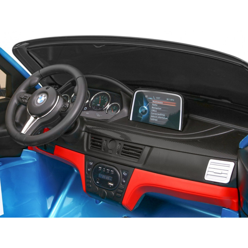 BMW X6M XXL dla 2 dzieci Lakier Niebieski + Pilot + Ekoskóra + Pasy + Wolny Start + MP3 + LED