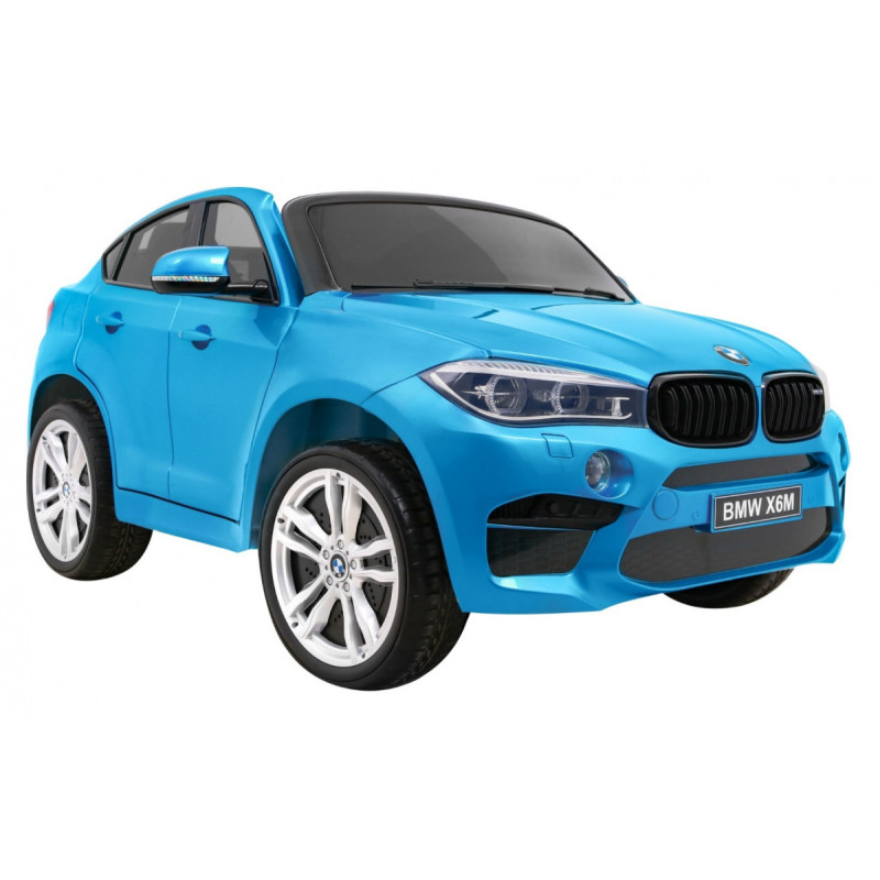 BMW X6M XXL dla 2 dzieci Lakier Niebieski + Pilot + Ekoskóra + Pasy + Wolny Start + MP3 + LED