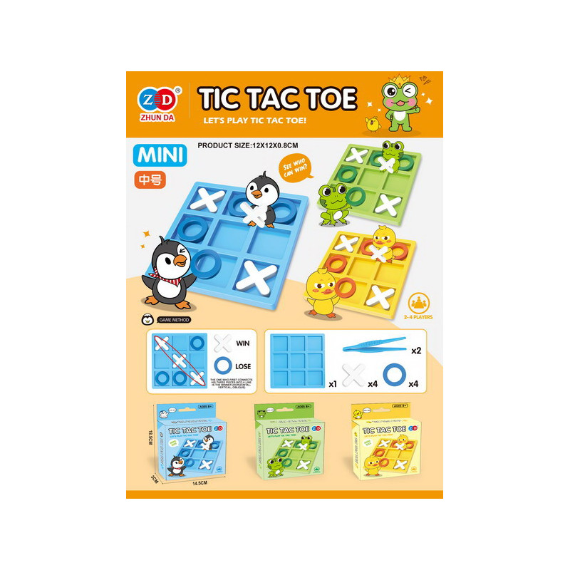 Gra Logiczna Kółko i Krzyżyk Wersja MINI Żaba