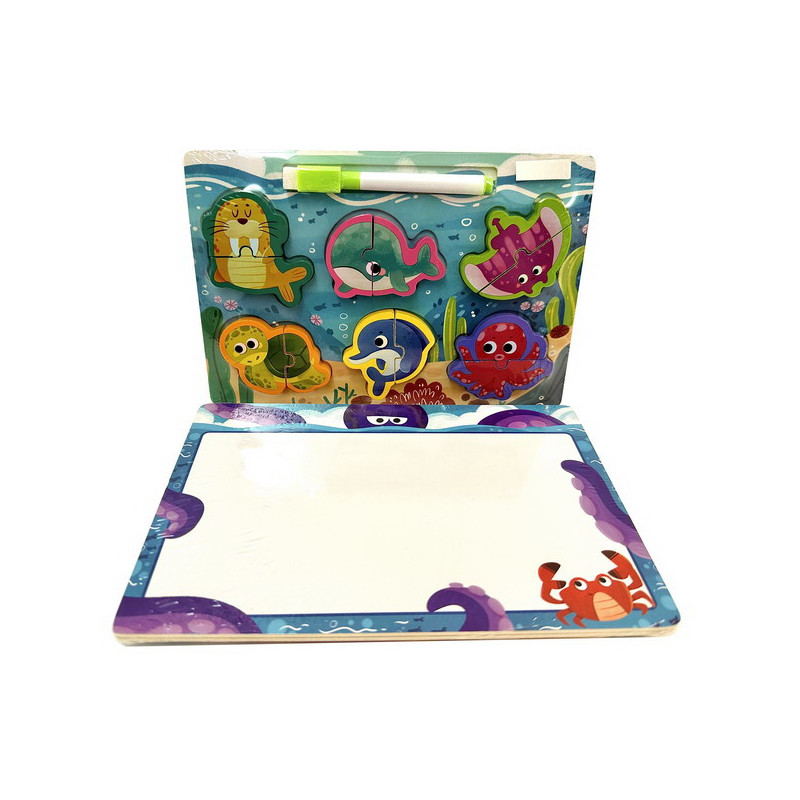 Drewniana Tablica + Puzzle Ocean