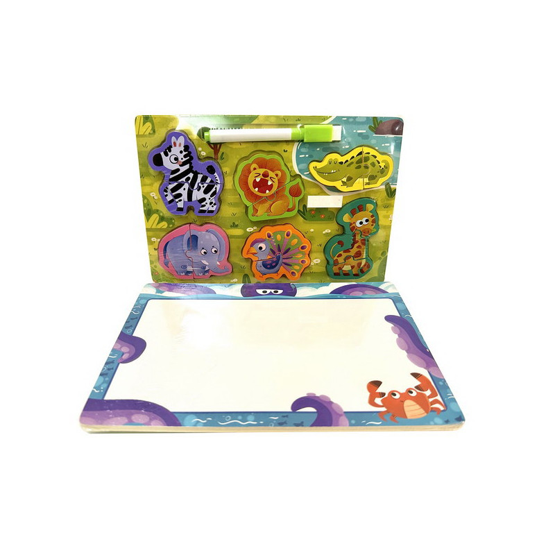 Drewniana Tablica + Puzzle Safari