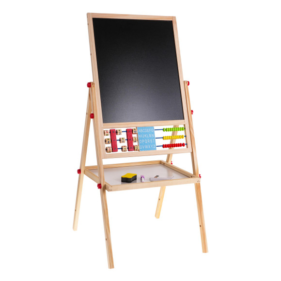 Drewniana dwustronna tablica dla dzieci 3+ Edukacyjna tablica magnetyczna kredowa + Akcesoria Drewniana dwustronna tablica dla dzieci 3+ Edukacyjna tablica magnetyczna kredowa + Akcesoria