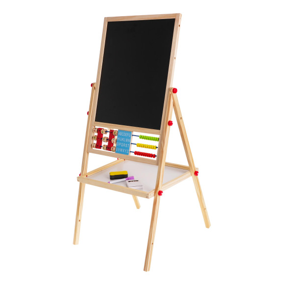 Drewniana dwustronna tablica dla dzieci 3+ Edukacyjna tablica magnetyczna kredowa + Akcesoria Drewniana dwustronna tablica dla dzieci 3+ Edukacyjna tablica magnetyczna kredowa + Akcesoria