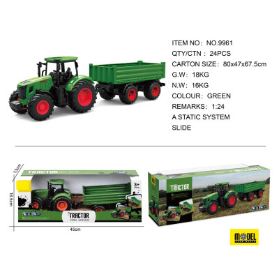 Zielony Traktor z Przyczepą