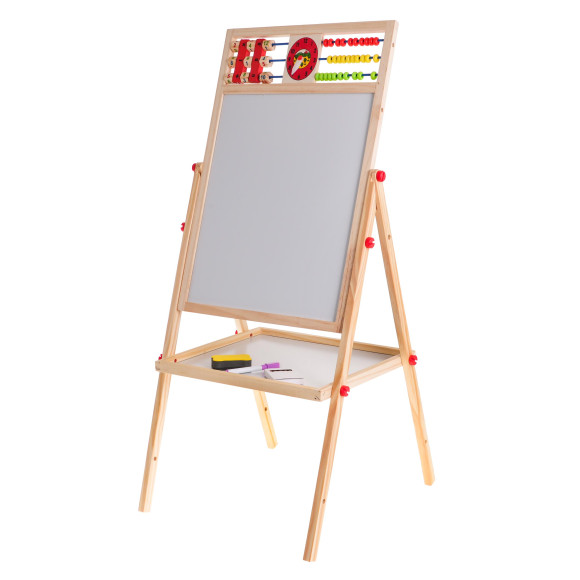 Drewniana dwustronna tablica dla dzieci 3+ Edukacyjna tablica magnetyczna kredowa + Akcesoria Drewniana dwustronna tablica dla dzieci 3+ Edukacyjna tablica magnetyczna kredowa + Akcesoria