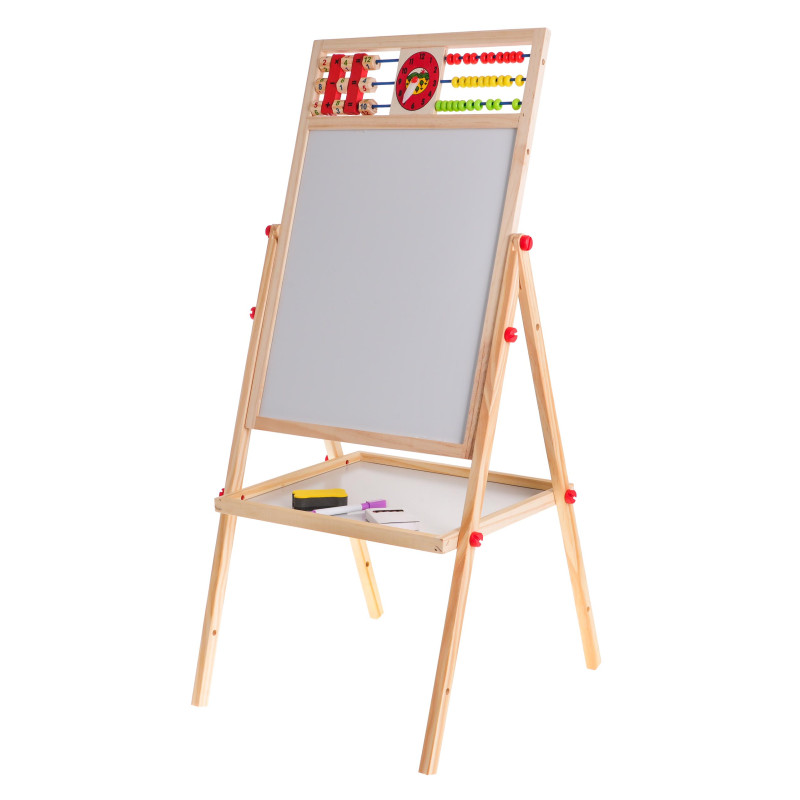 Drewniana dwustronna tablica dla dzieci 3+ Edukacyjna tablica magnetyczna kredowa + Akcesoria