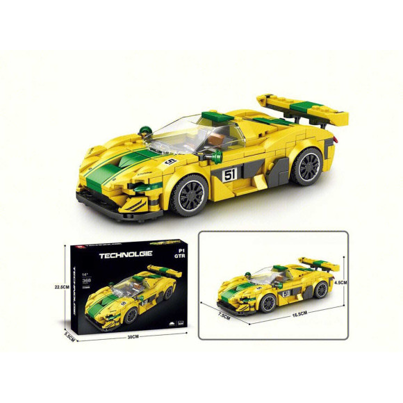 Zestaw Klocków Auto Sportowe Żółte 368el.