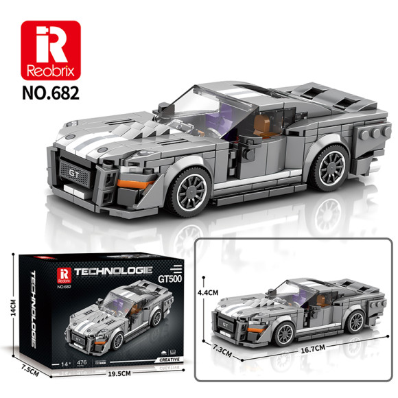 Zestaw Klocków Auto Sportowe Szare 476el.