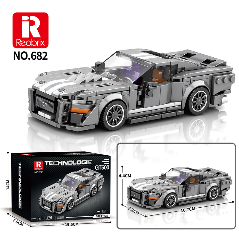 Zestaw Klocków Auto Sportowe Szare 476el.