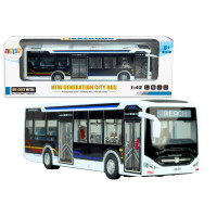 Elektryczny Autobus Miejski 1:42 Metalowy Światła Biały