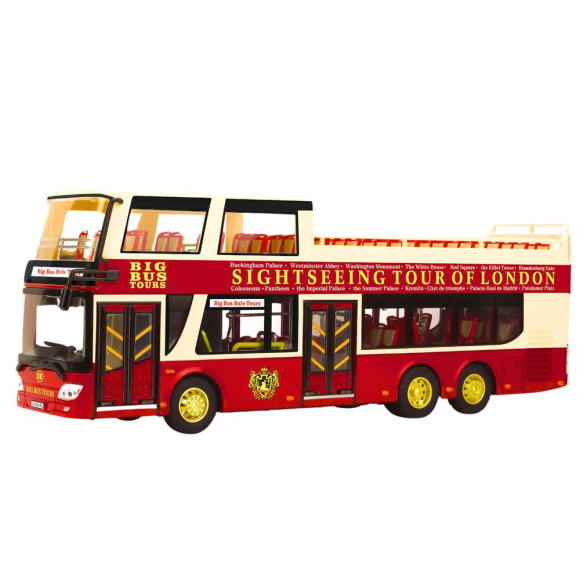 Autobus Piętrowy Wycieczkowy 1:42 Metalowy Światła Czerwony