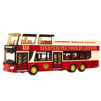 Autobus Piętrowy Wycieczkowy 1:42 Metalowy Światła Czerwony