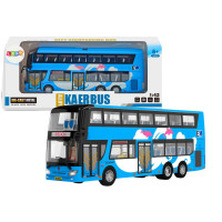 Autobus Piętrowy Wycieczkowy 1:42 Metalowy Światła Niebieski