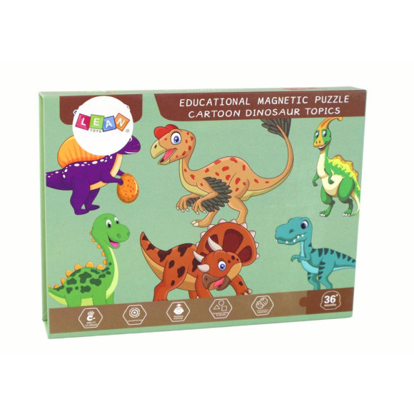 Edukacyjny Zestaw Puzzli Magnetycznych Z Motywem Dinozaurów