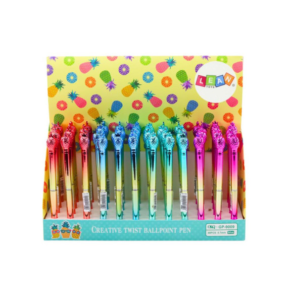 Długopis Z Ananasem W Połysku Złoto Kolorowy Niebieski Wkład 0.7mm Mix Długopis Z Ananasem W Połysku Złoto Kolorowy Niebieski Wkład 0.7mm Mix
