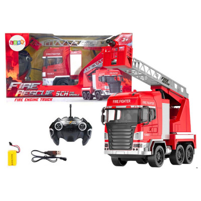 Wóz Strażacki Z Wysięgnikiem Zdalnie Sterowany RC Spray Światła