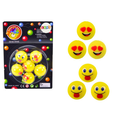 Zestaw Piłeczek Kauczukowych Emoji Żółte 6 Szt
