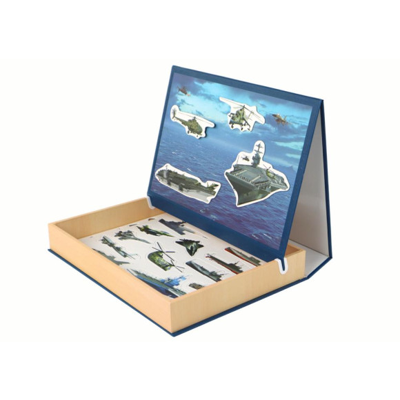 Zestaw Edukacyjnych Puzzli Magnetycznych Z Motywem Statków Militarnych