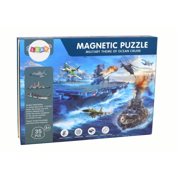 Zestaw Edukacyjnych Puzzli Magnetycznych Z Motywem Statków Militarnych