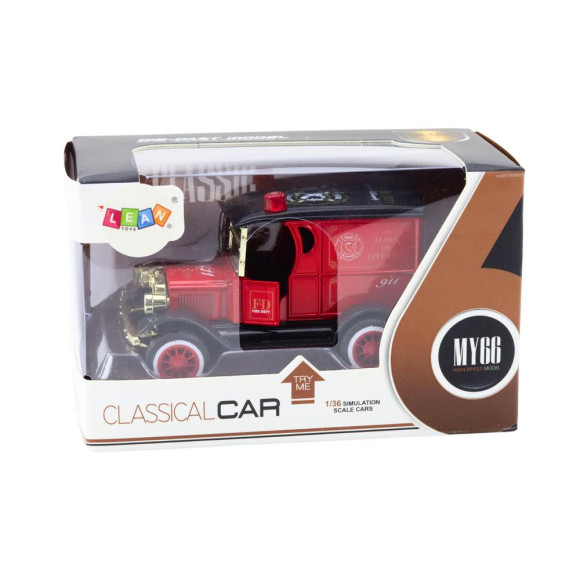 Autko Strażackie Klasyczne 1:36 Napęd Światła Dźwięki Czerwony