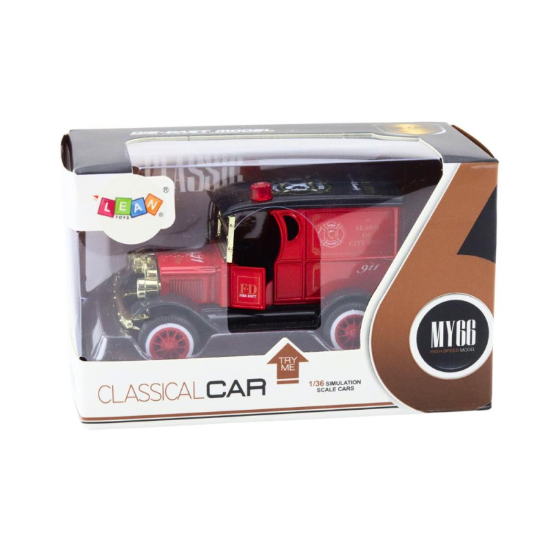 Autko Strażackie Klasyczne 1:36 Napęd Światła Dźwięki Czerwony