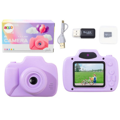 Aparat Dla Dzieci Zdjęcia Nagrywanie Gry Karta Pamięci 64GB Fioletowy