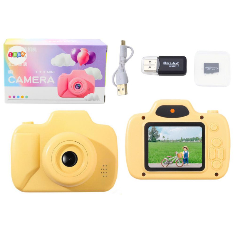 Aparat Dla Dzieci Zdjęcia Nagrywanie Gry Karta Pamięci 64GB Żółty