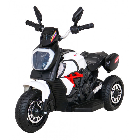 Motorek Fast Tourist na akumulator dla dzieci Biały + Audio + Światła + Ekoskóra Motorek Fast Tourist na akumulator dla dzieci Biały + Audio + Światła + Ekoskóra
