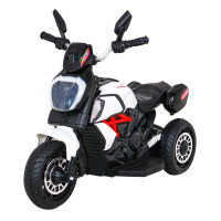 Motorek Fast Tourist na akumulator dla dzieci Biały + Audio + Światła + Ekoskóra