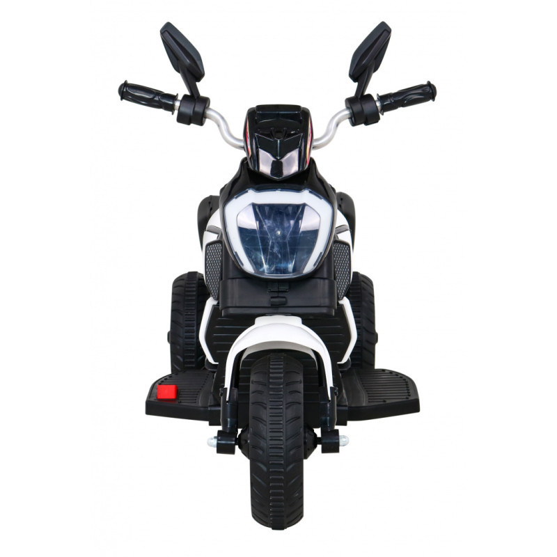 Motorek Fast Tourist na akumulator dla dzieci Biały + Audio + Światła + Ekoskóra