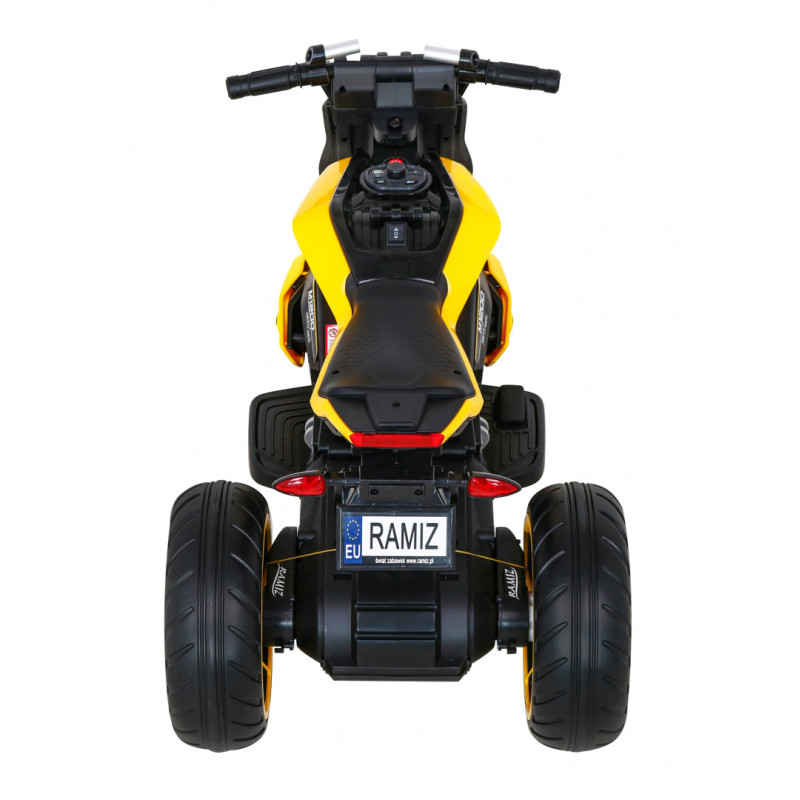 Motor Future na akumulator dla dzieci Żółty + Panel audio + Wolny Start + Koła EVA