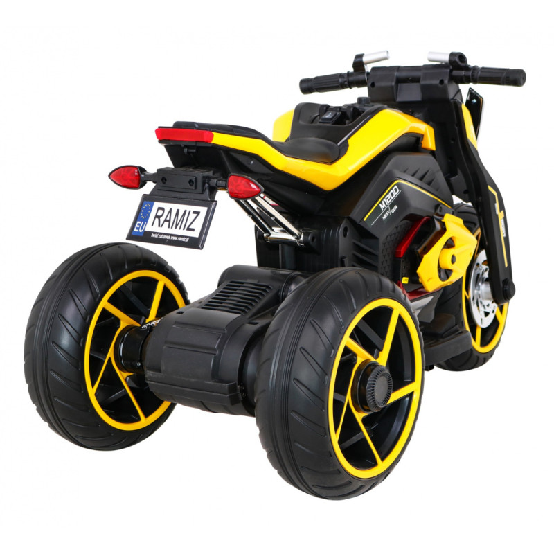 Motor Future na akumulator dla dzieci Żółty + Panel audio + Wolny Start + Koła EVA