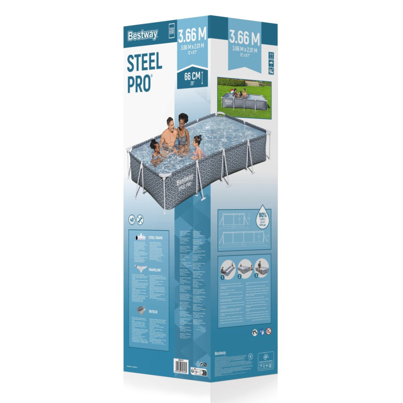 Basen Stelażowy Steel Pro 366x201x66cm BESTWAY