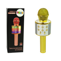 Mikrofon Bezprzewodowy USB Głośnik Nagrywanie Karaoke Model WS-858 Złoty