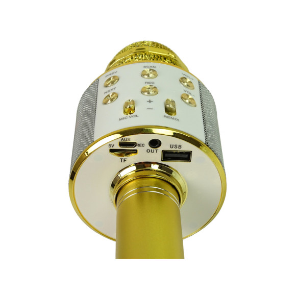 Mikrofon Bezprzewodowy USB Głośnik Nagrywanie Karaoke Model WS-858 Złoty Mikrofon Bezprzewodowy USB Głośnik Nagrywanie Karaoke Model WS-858 Złoty