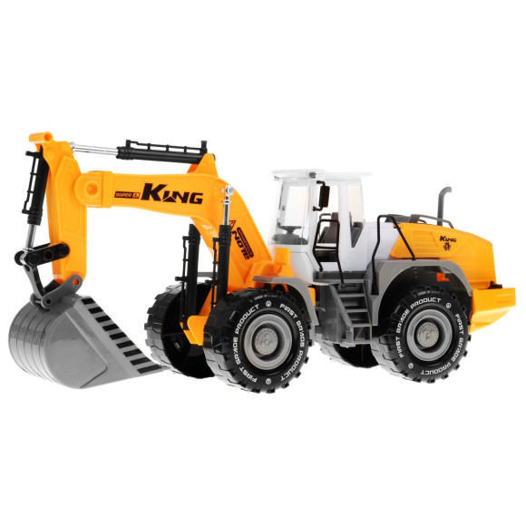 Koparka dla dzieci 3+ Ruchoma łyżka + Otwierana maska + Atrapa silnika Koparka dla dzieci 3+ Ruchoma łyżka + Otwierana maska + Atrapa silnika