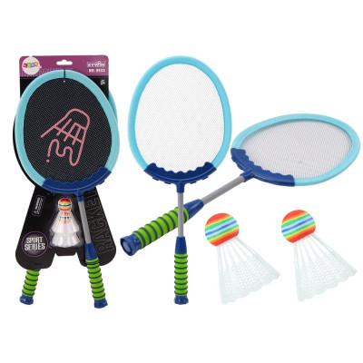 Zestaw 2 Rakietek Do Gry W Badmintona Paletki Lotki Badminton Niebieski