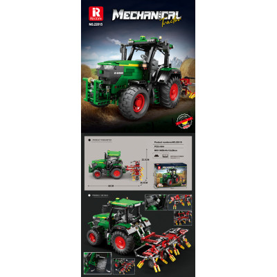 Zestaw Klocków Traktor Zielony + Akcesoria 1828el.