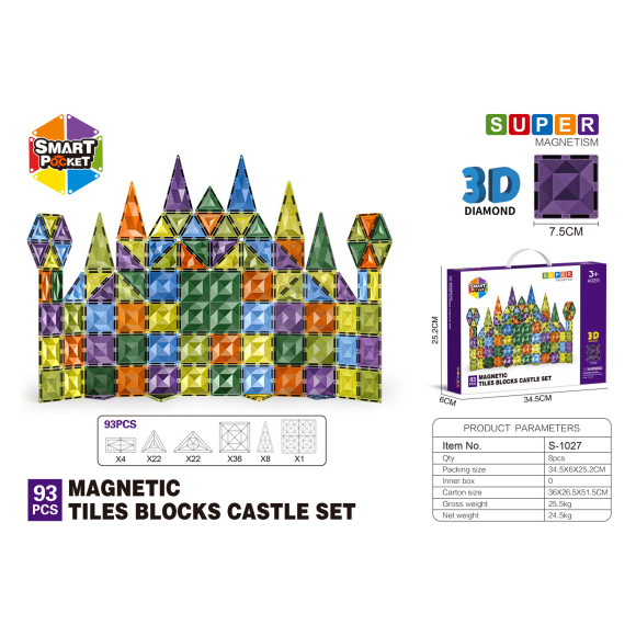 Zestaw Klocków Magnetycznych 3D 93el.