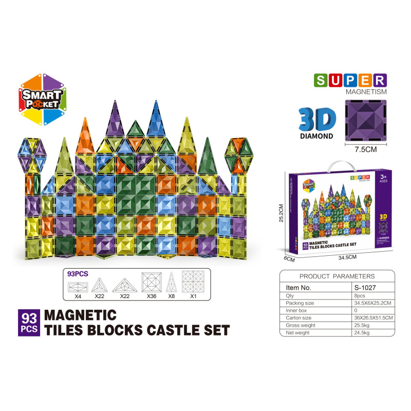 Zestaw Klocków Magnetycznych 3D 93el.