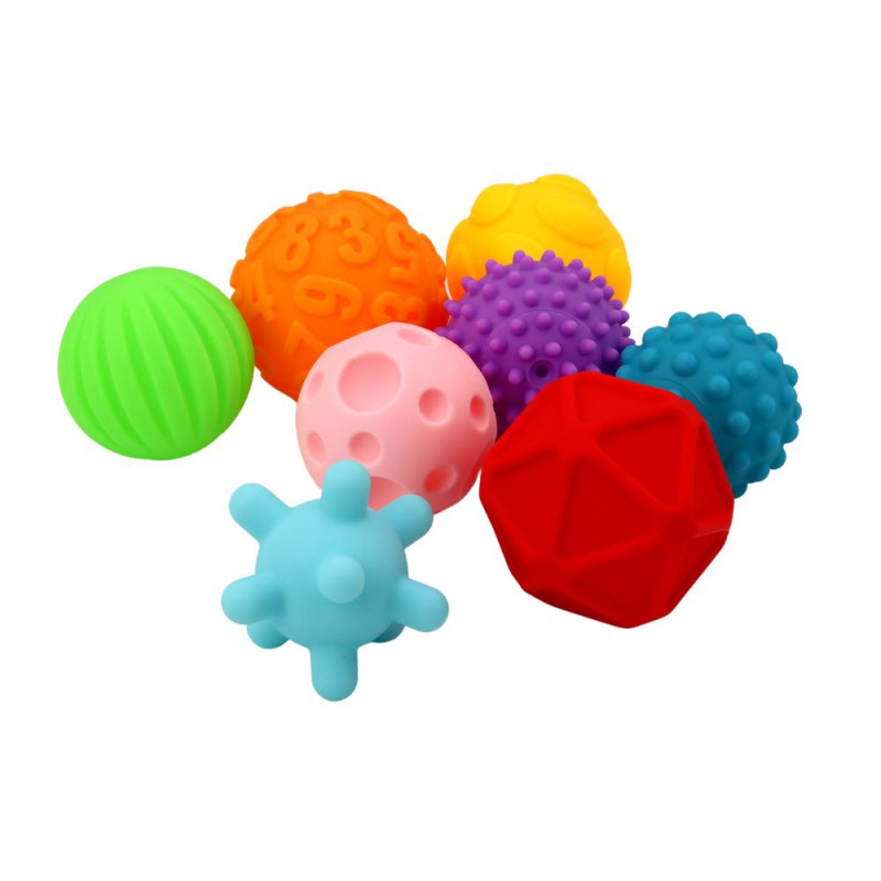 Zestaw Piłeczek Sensorycznych Różne Tekstury 8 Sztuk Kolorowe
