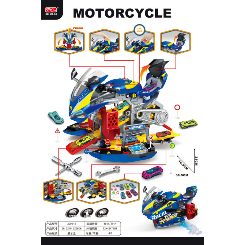 MEGA Parking z Funkcją Dymu Motocykl